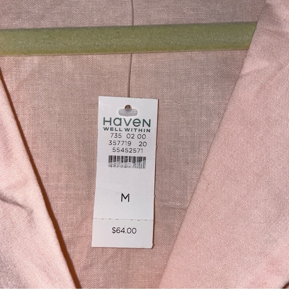 NWT Linen/Cotton Scalloped Pink short sleeve sleep shirt haven well within M - Picture 4 of 5